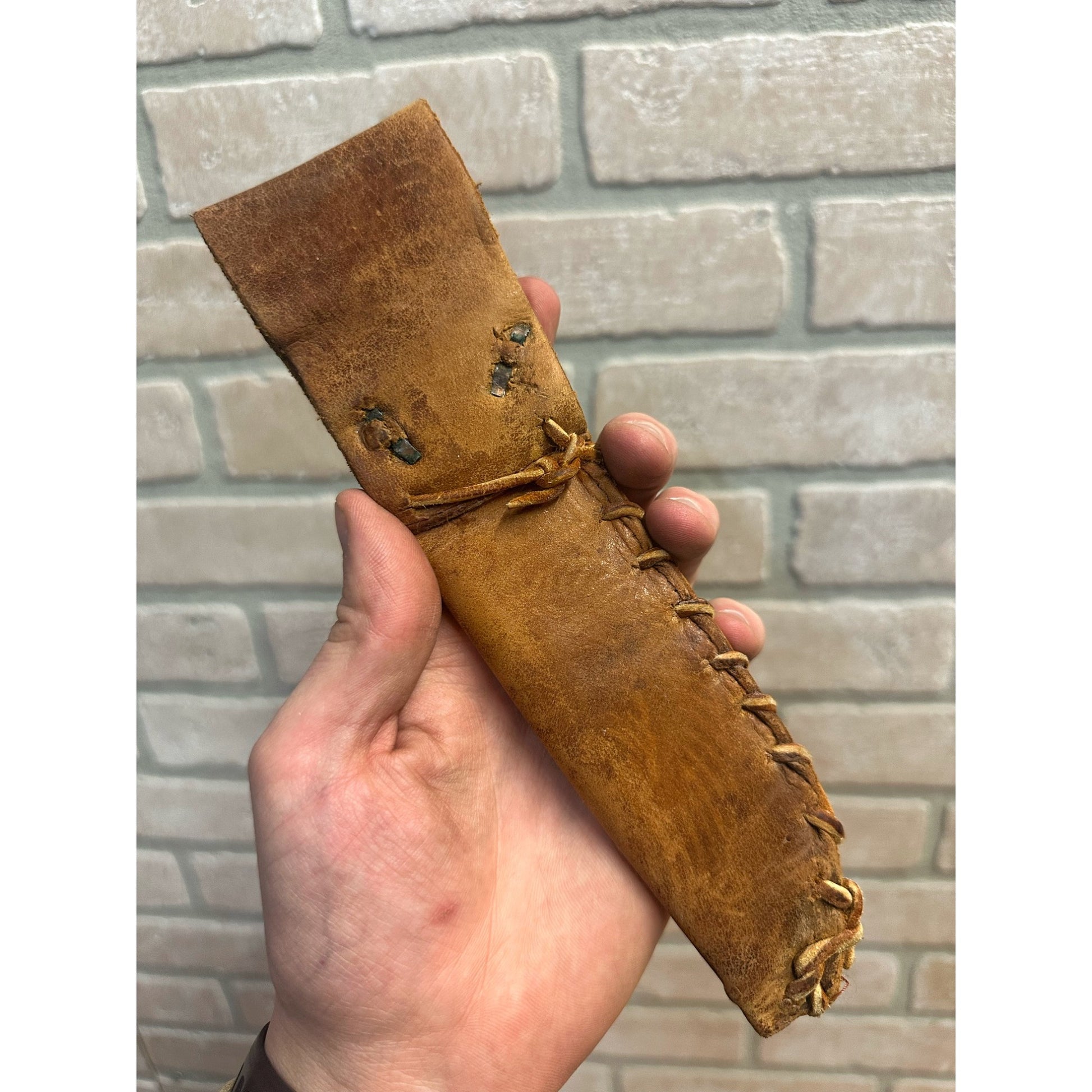 Vintage 1910s Harley Davidson Early Rider's Leather Knife Sheath Live to Ride Skull