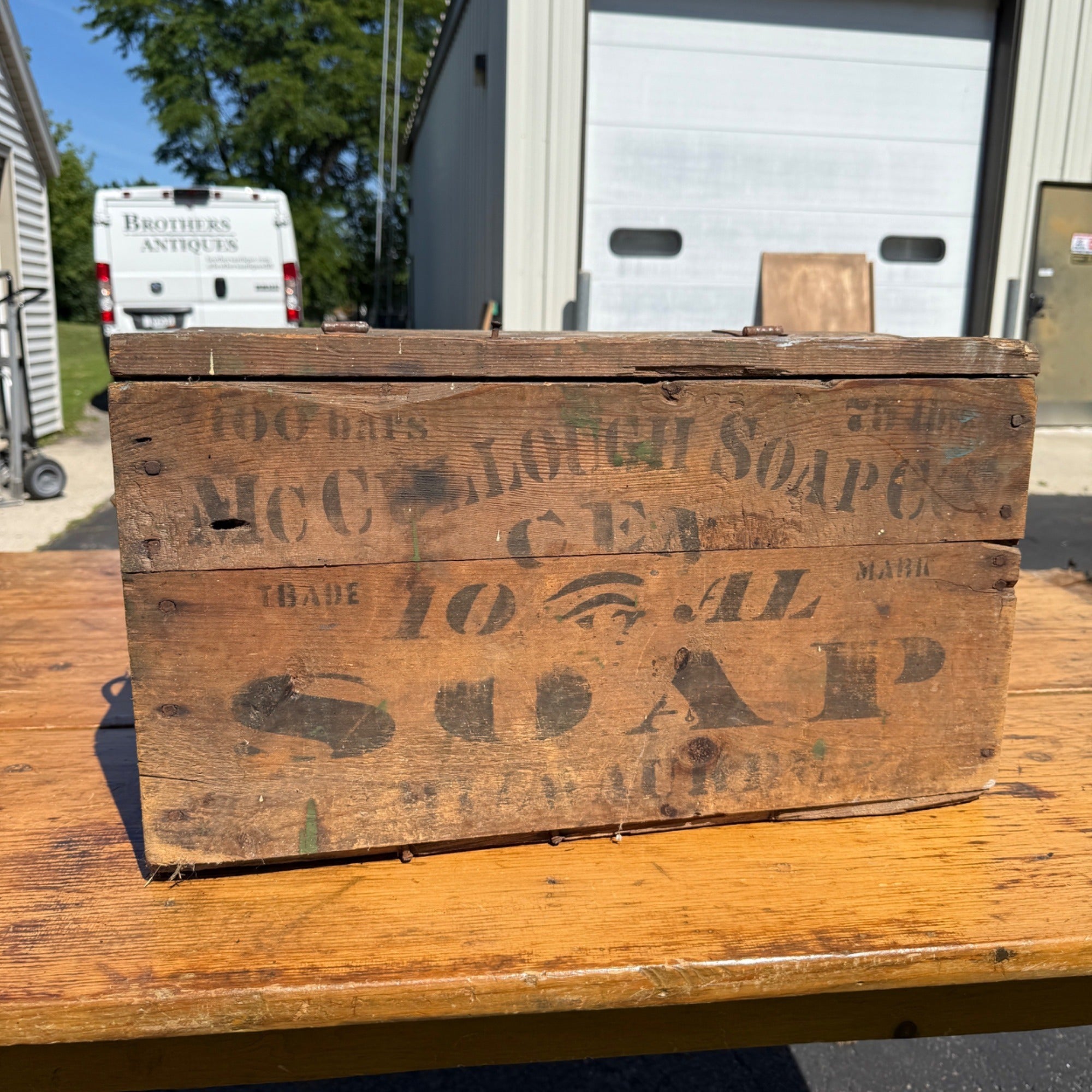 Antique McCullough Soap Co. Milwaukee Wis Wooden Soap Crate Box Country Store