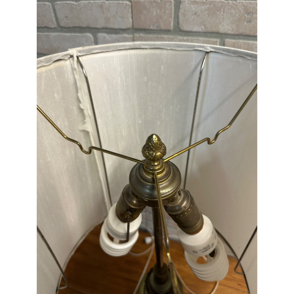 Vintage Mid Century Kosmos Brenner Lamp White Gold Etched Glass Light