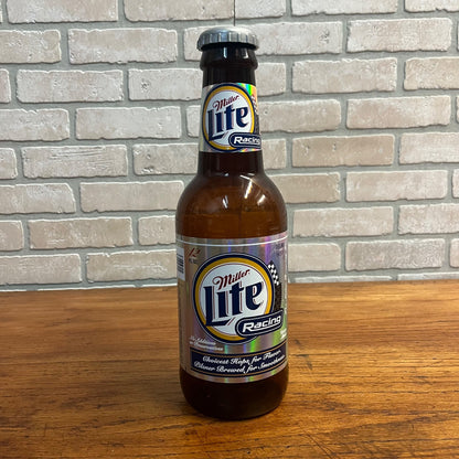 Vintage Miller Lite Racing Plastic 14" Beer Bottle Coin Bank Back Bar Display Sign