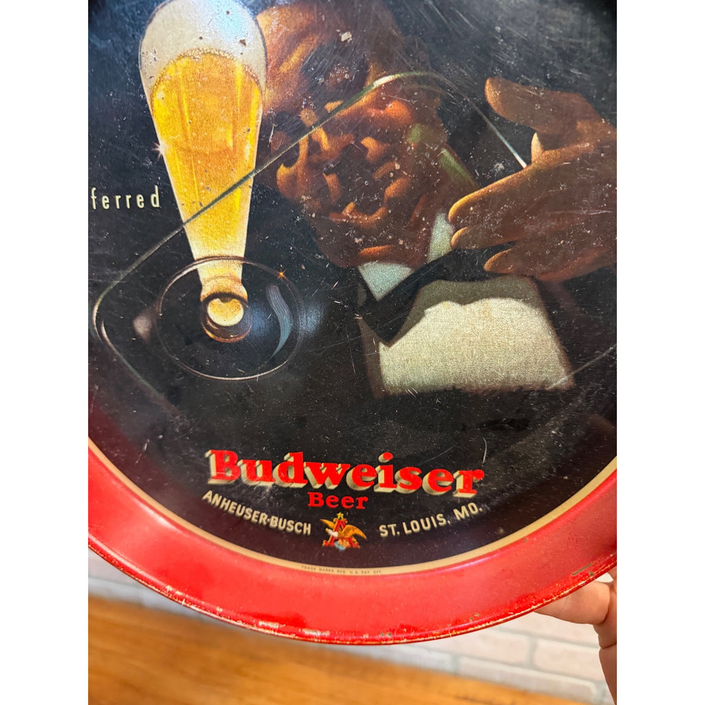 Vintage Budweiser Preferred Beer Tray 1950s Anheuser Busch St. Louis MO 11"