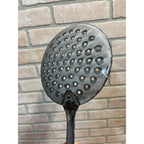 Antique Primitive Grey Graniteware Enamelware Handled Strainer Skimmer  Farmhouse Kitchen Decor