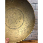 Vintage Chinese Engraved Brass Bowls Asian China Export Dragon Design - Pair (2)