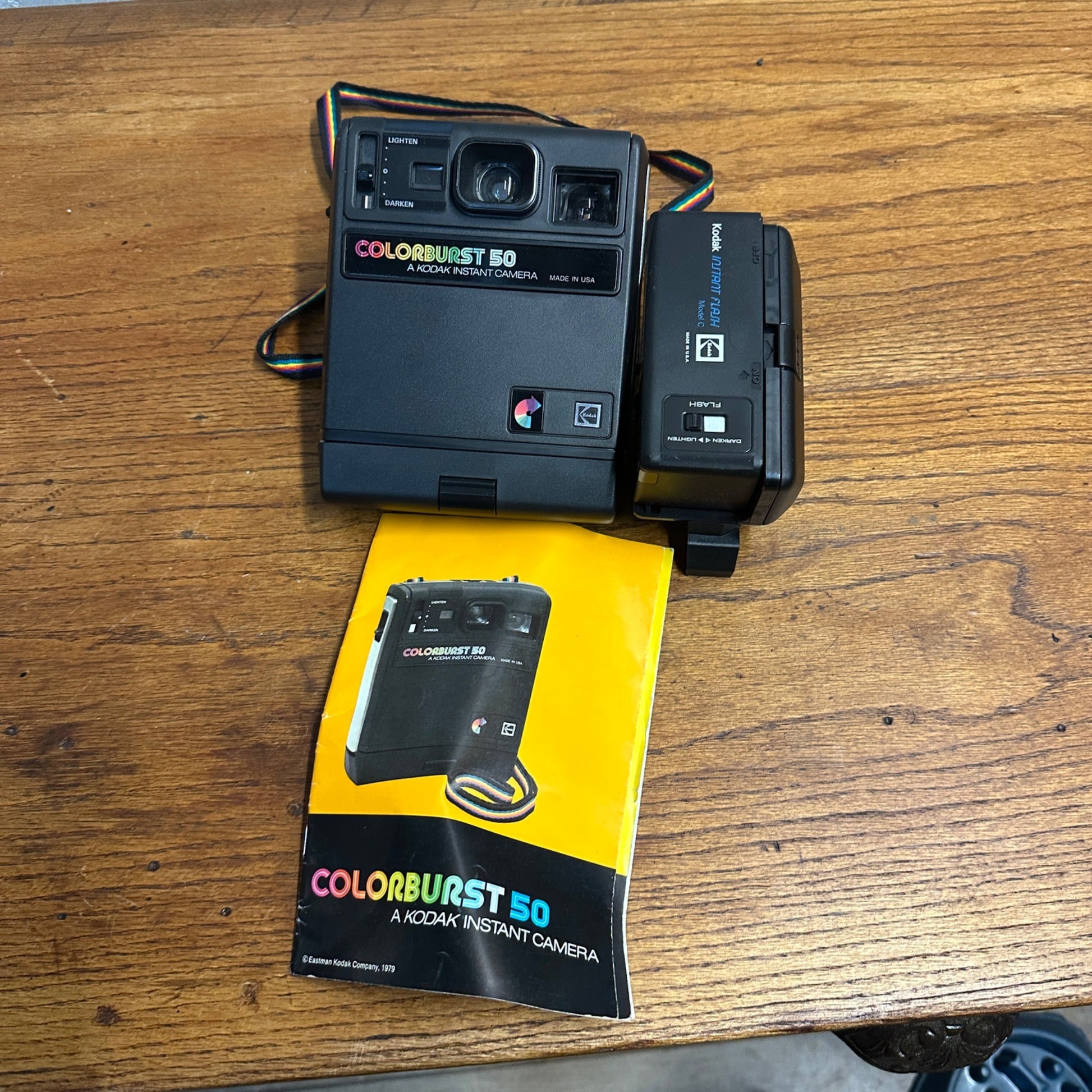 Kodak Polaroid Camera Colorburst 50 Instant Film Retro w/ Flash Manual