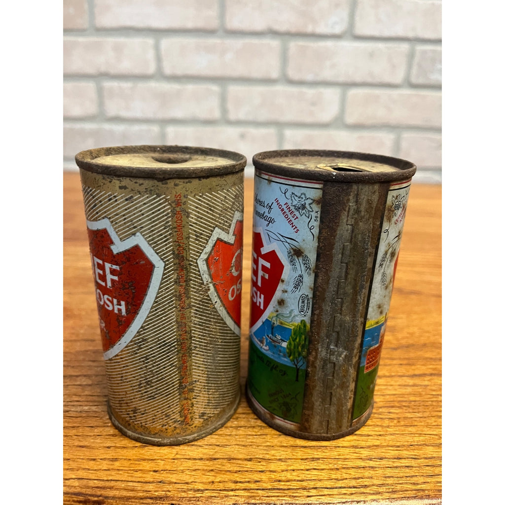 Vintage Chief Oshkosh Flat Top Beer Cans Wisconsin Wis WI - As-Is - Pair (2)