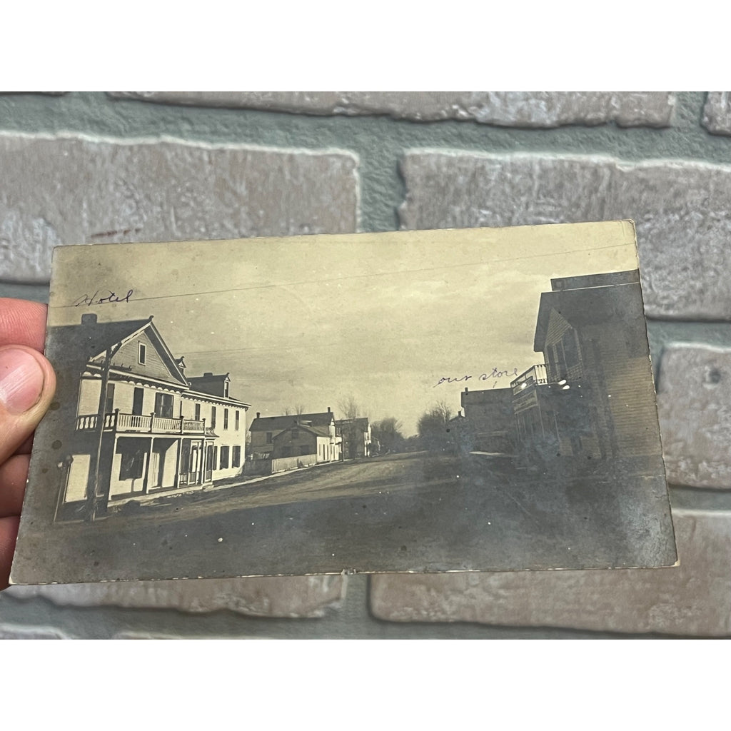 RARE Vintage 1907 Kampsville Illinois IL Main Street View RPPC Postcard Photo