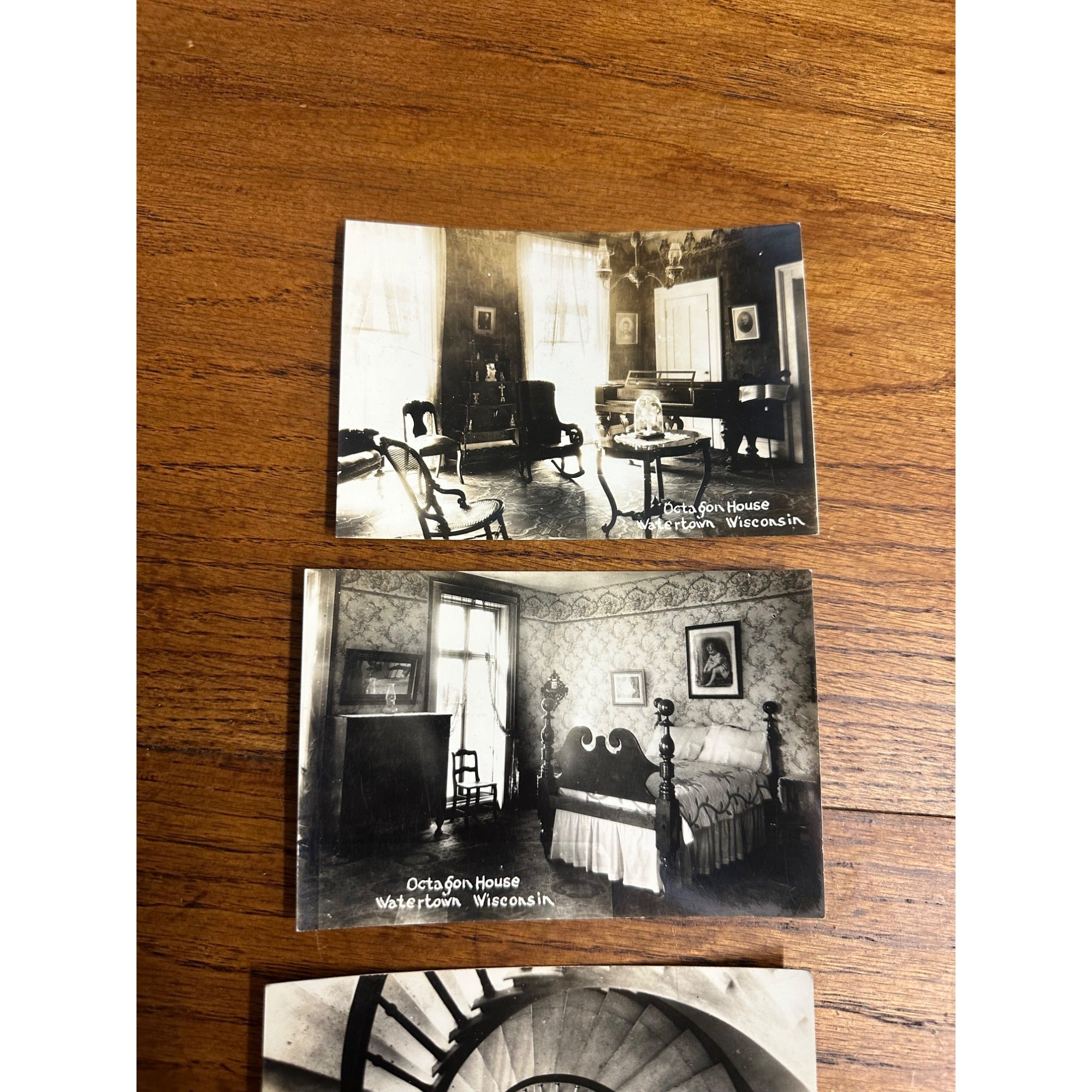 Vintage 1900s Octagon House (4) Postcards Watertown Wis RPPC Wisconsin Interior