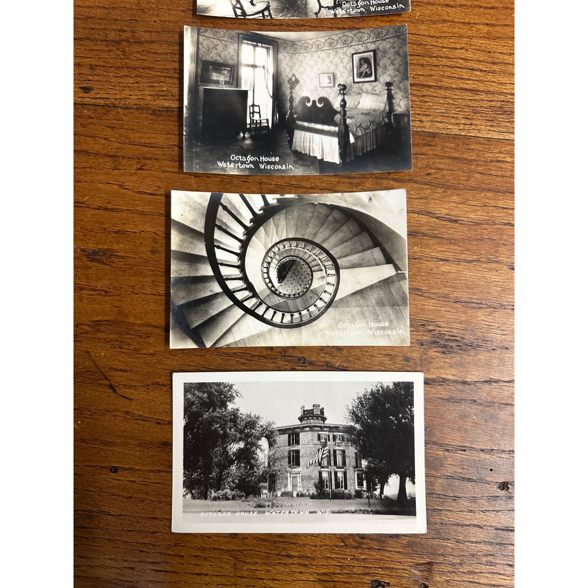 Vintage 1900s Octagon House (4) Postcards Watertown Wis RPPC Wisconsin Interior