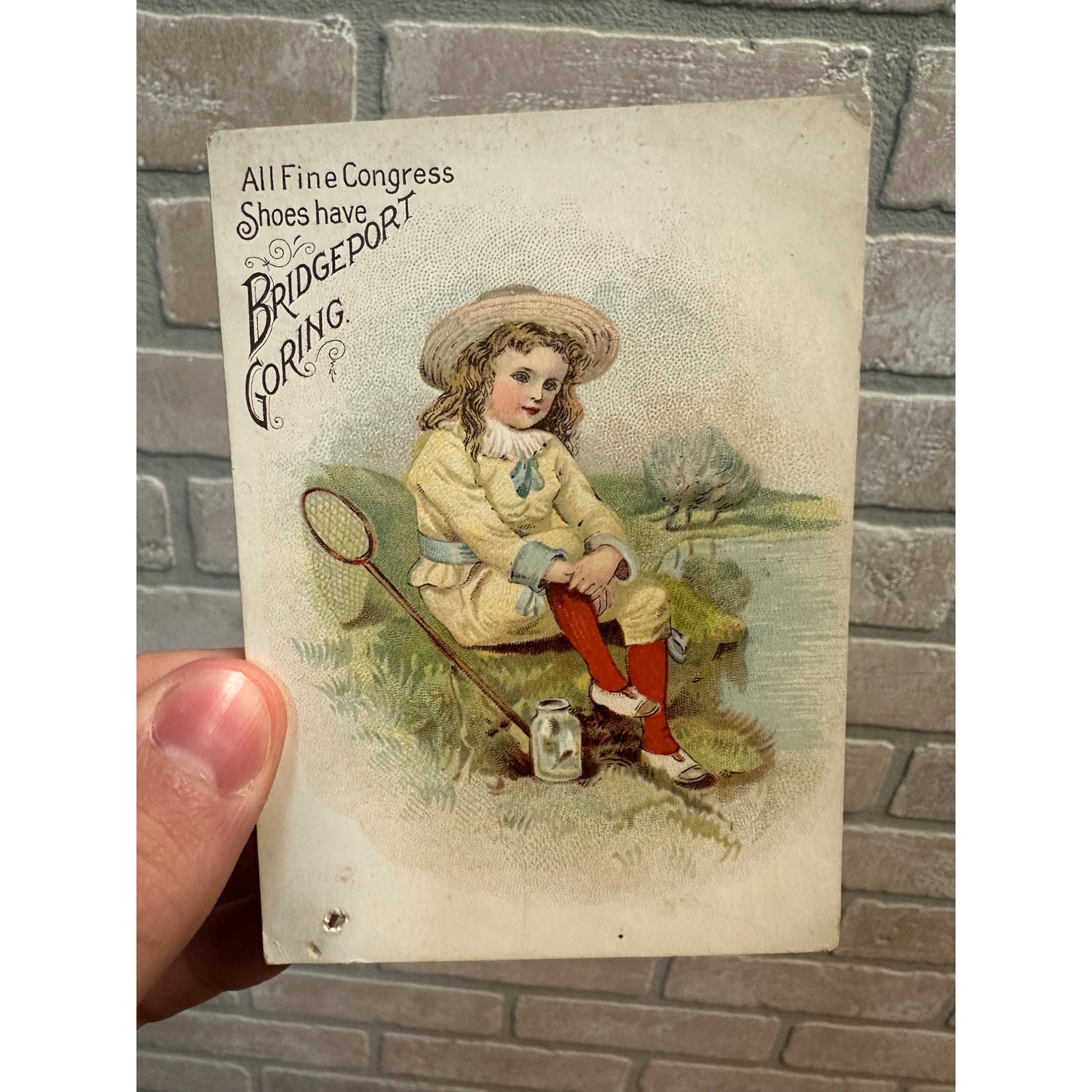 Antique 1890s Victorian Advertising Trade Card Congress Shoes Bridgeport Coring