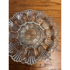 Vintage Anchor Hocking Clear Glass Deviled Egg Platter No. 896 Wave and Fan or Presence Pattern Circa 1955