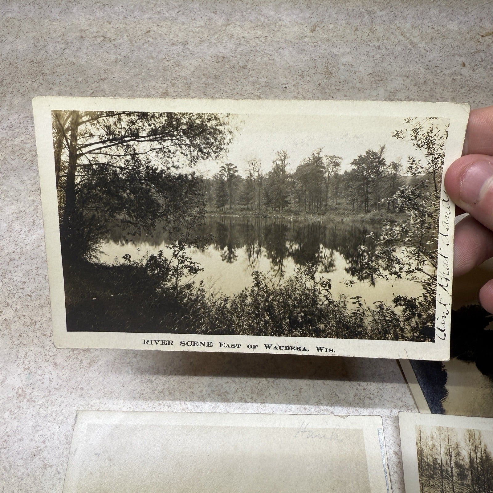 (4) Scenes Near Waukbeka Wis Postcards RPPC Photos River Frednonia Winter 1908