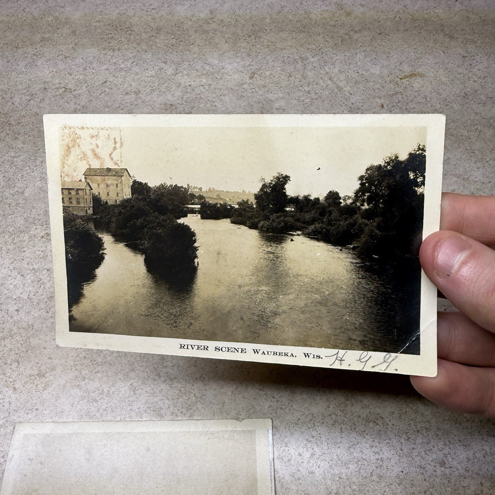 (4) Scenes Near Waukbeka Wis Postcards RPPC Photos River Frednonia Winter 1908