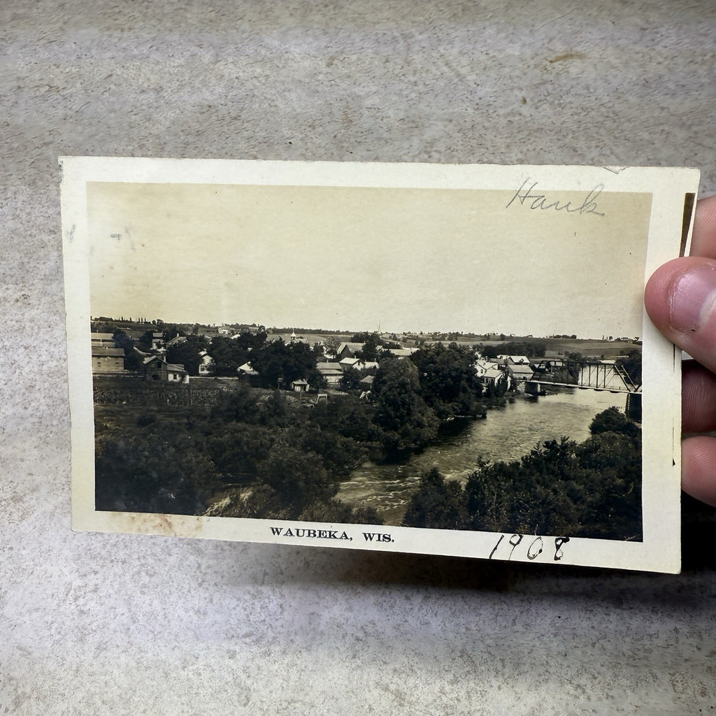 (4) Scenes Near Waukbeka Wis Postcards RPPC Photos River Frednonia Winter 1908