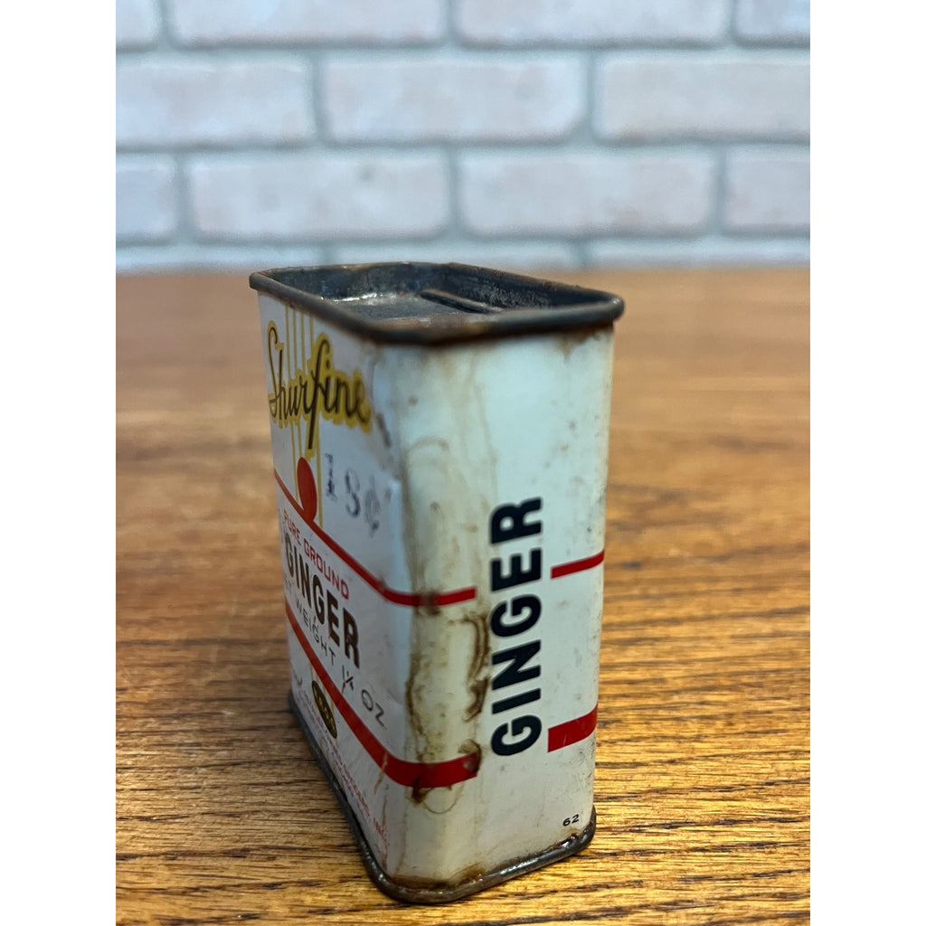 Vintage Shurfine Pure Ground Ginger Spice Tin Advertising Can N.R.O.G. Chicago, Illinois