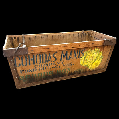 Vintage Banana Crate Cohodas Manis Co Fond du lac Wis Advertising Wooden Box