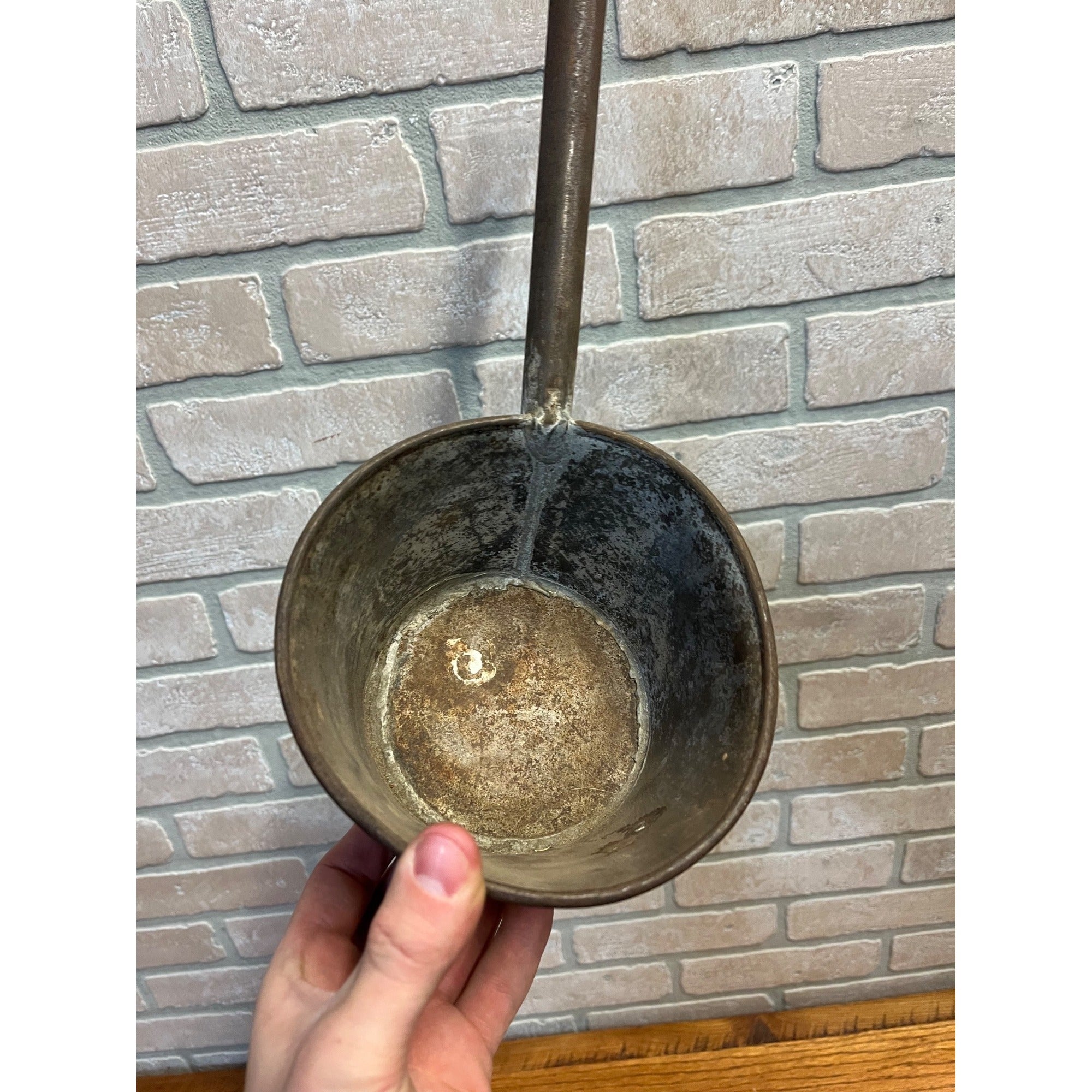 Antique Primitive 19th c. Tin Ladle Scoop Kitchen Utensil Farmhouse