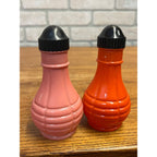 Vintage Euclid Coffee Grenade Style Salt Pepper Shakers Ornage / Pink