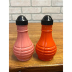 Vintage Euclid Coffee Grenade Style Salt Pepper Shakers Ornage / Pink
