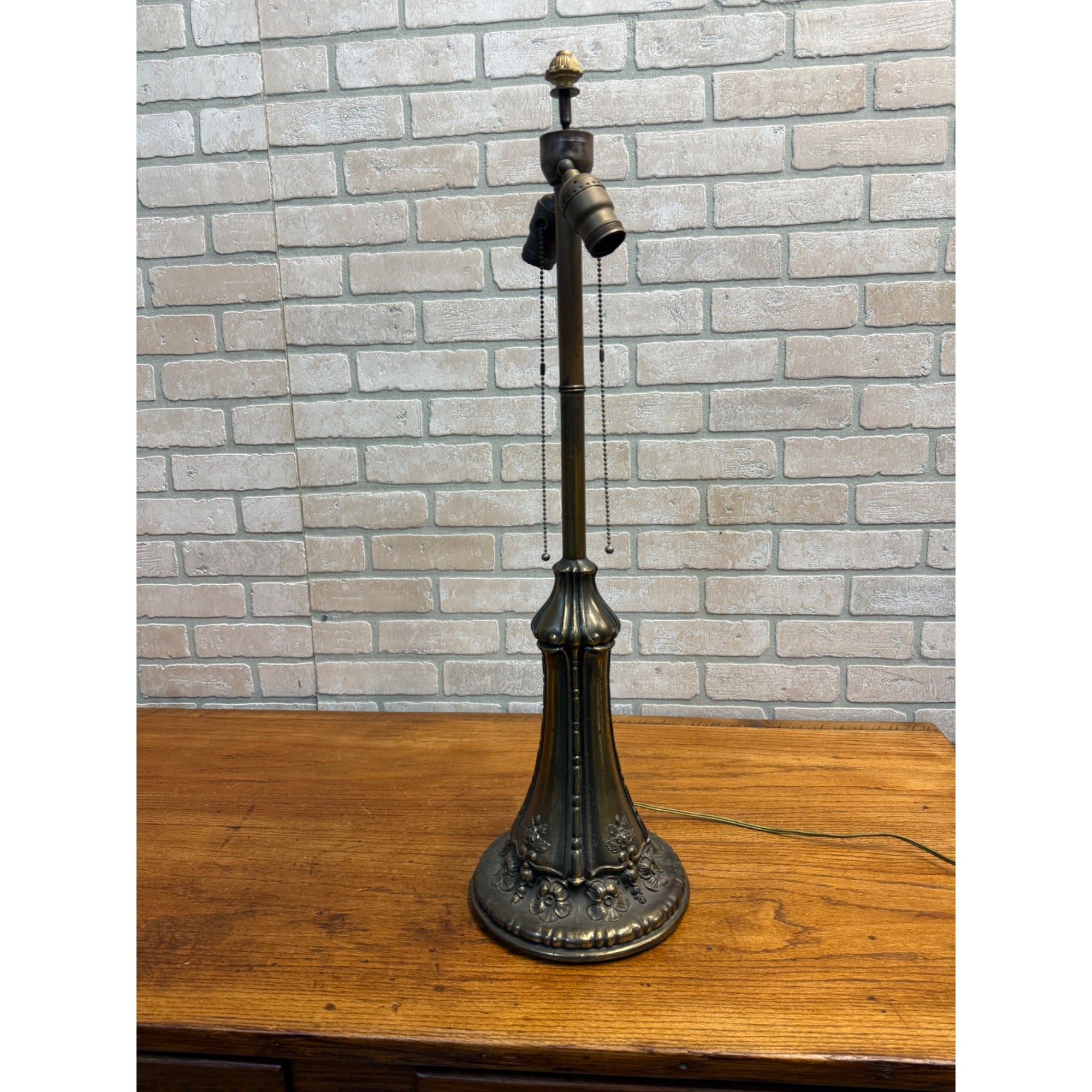 Antique Bronze Table Lamp Base Art Nouveau / Victorian Floral 30"
