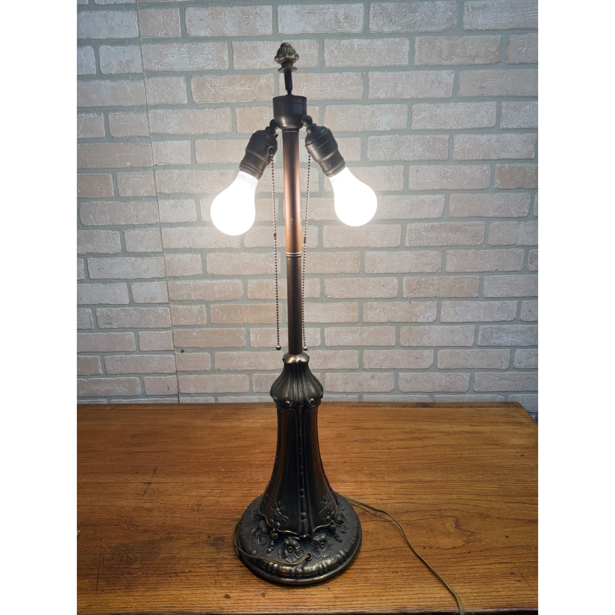 Antique Bronze Table Lamp Base Art Nouveau / Victorian Floral 30"