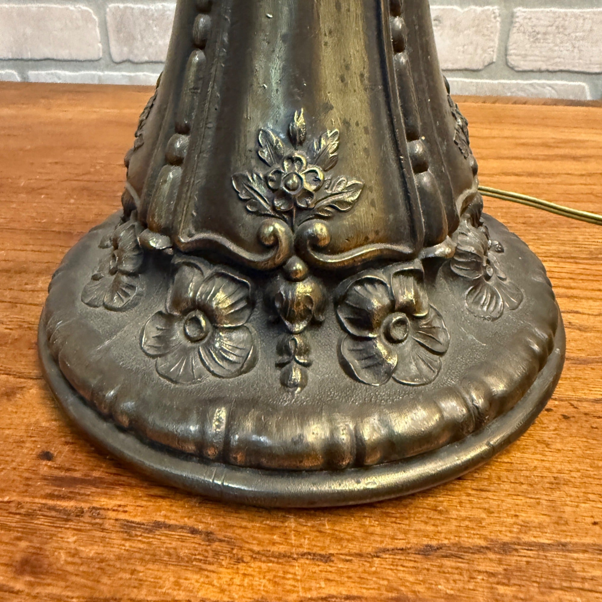 Antique Bronze Table Lamp Base Art Nouveau / Victorian Floral 30"