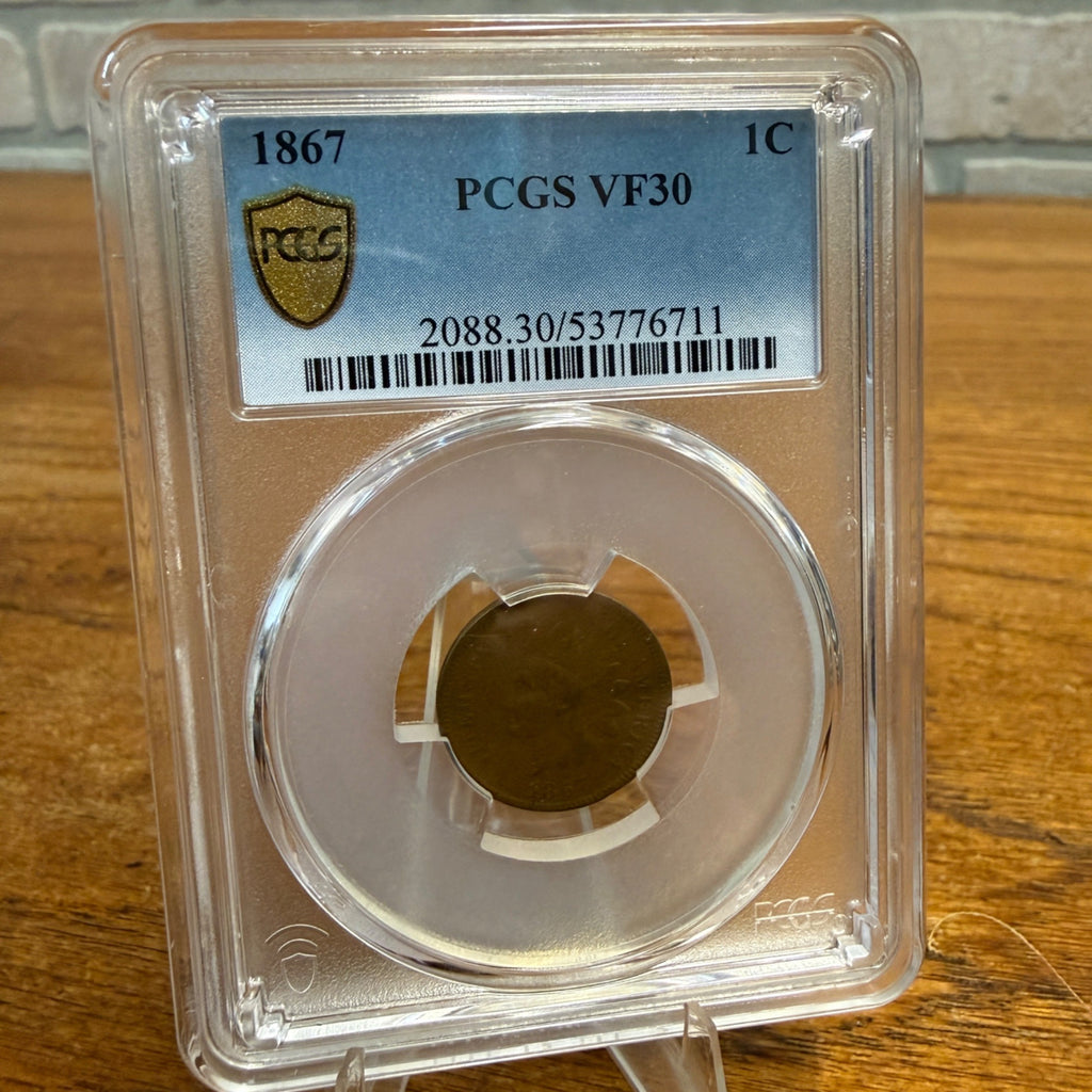 1867 Indian Head Penny PCGS VF30 Graded One Cent Coin
