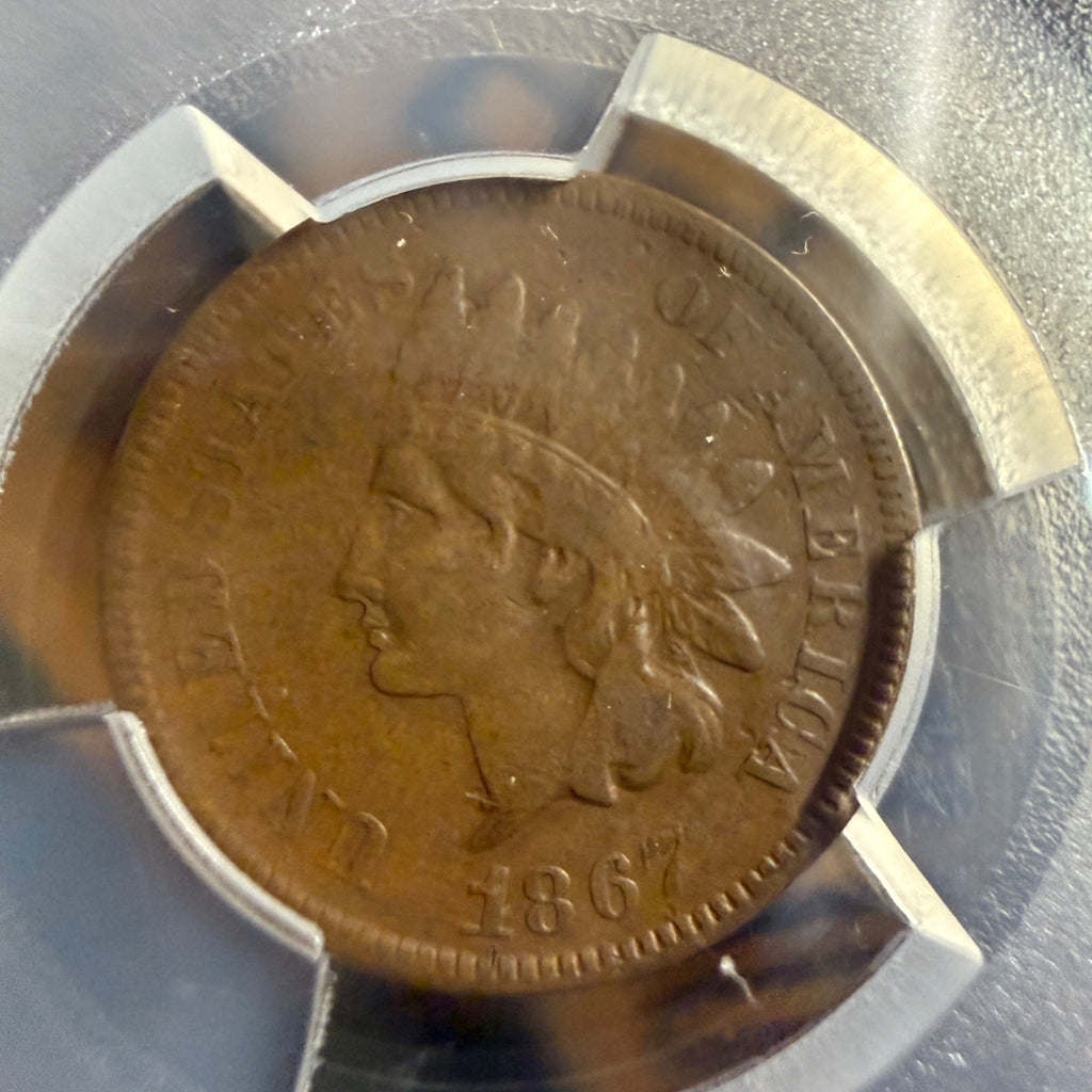 1867 Indian Head Penny PCGS VF30 Graded One Cent Coin