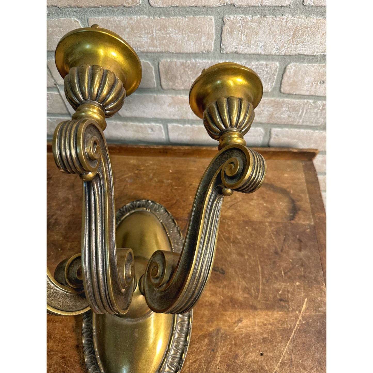 Original Brass 3-Arm Wall Sconce Light Fixture from Wisconsin State Capitol Building