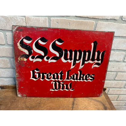 Vintage 1920s S.S. Supply Company Great Lakes Div. Advertising Metal Sign