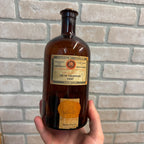 Antique Amber Glass Medicine Bottle w/ Label Fritzsche Brothers Oil of Cedarwood