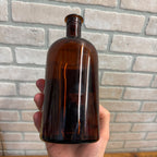 Antique Amber Glass Medicine Bottle w/ Label Fritzsche Brothers Oil of Cedarwood