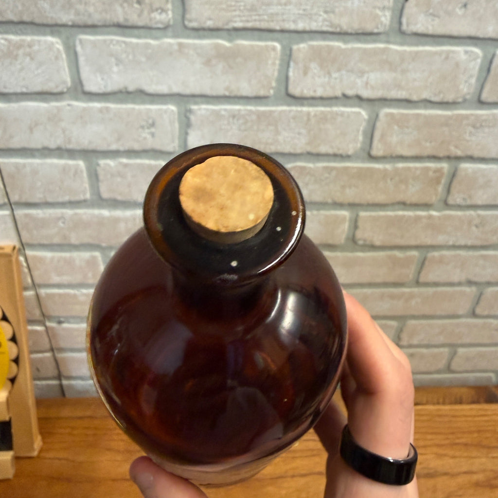 Antique Amber Glass Medicine Bottle w/ Label Fritzsche Brothers Oil of Cedarwood