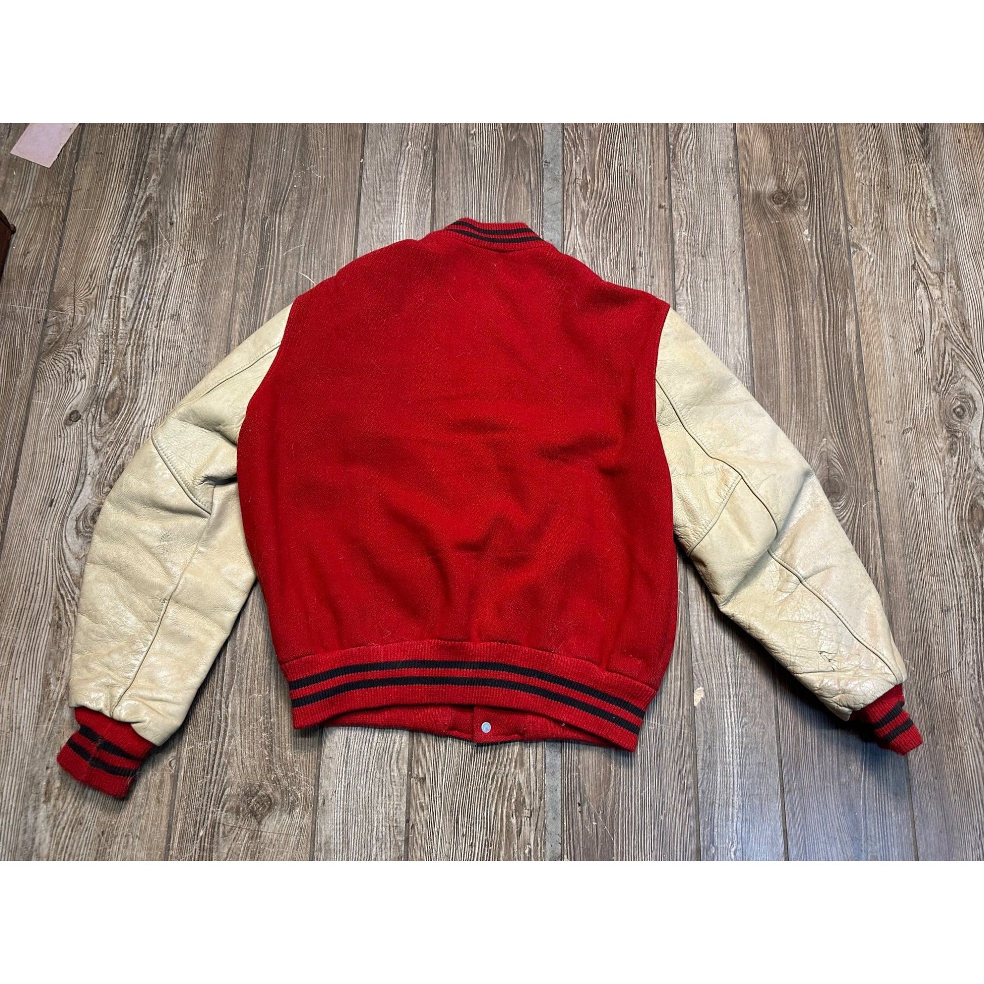 Vintage 50s Varsity Letterman Bomber Sports Jacket Red White Coat Retro Size 42