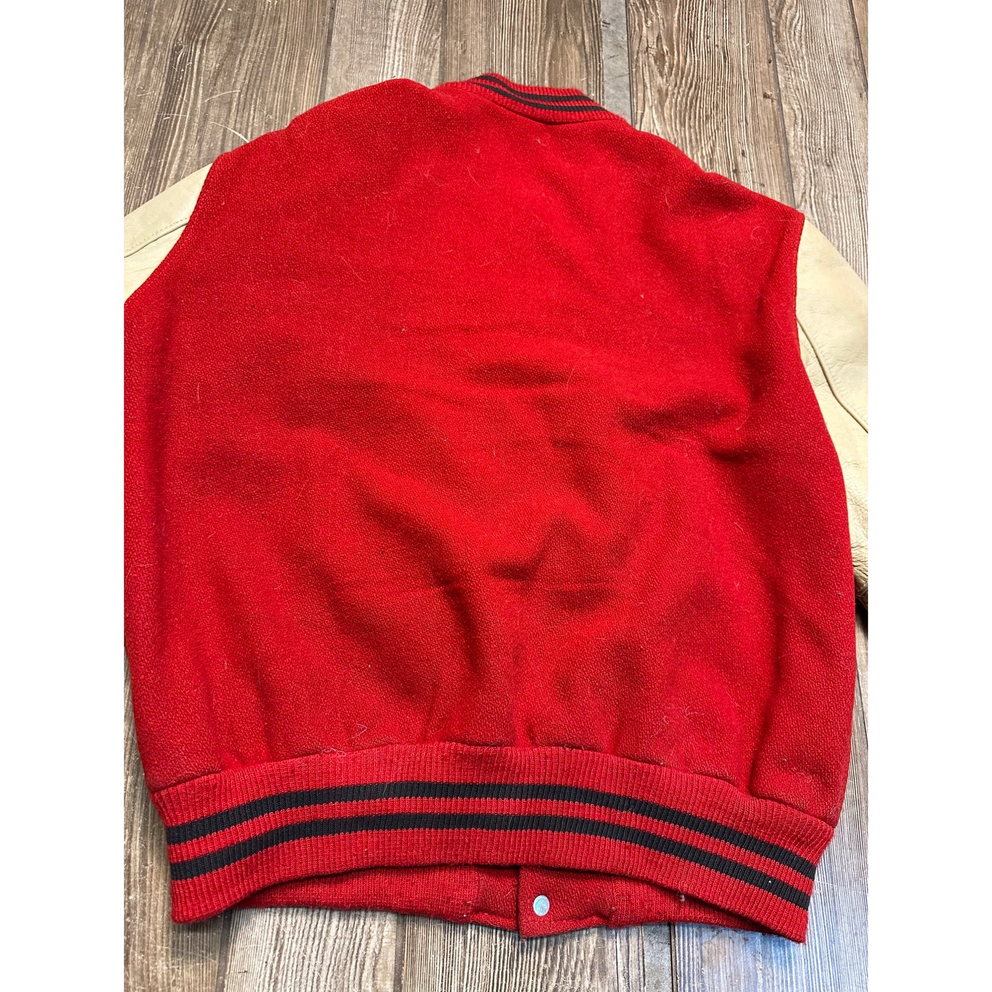 Vintage 50s Varsity Letterman Bomber Sports Jacket Red White Coat Retro Size 42