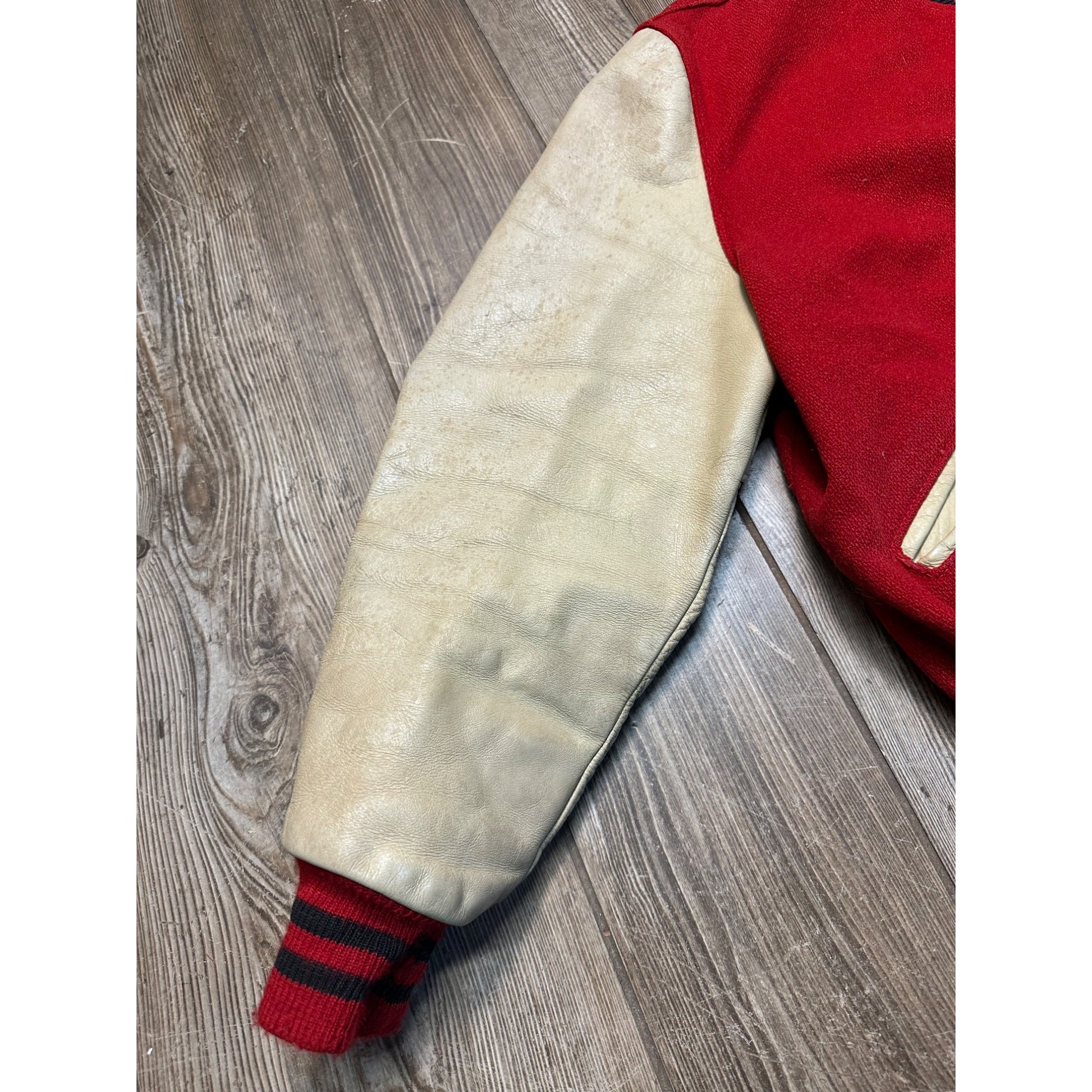 Vintage 50s Varsity Letterman Bomber Sports Jacket Red White Coat Retro Size 42