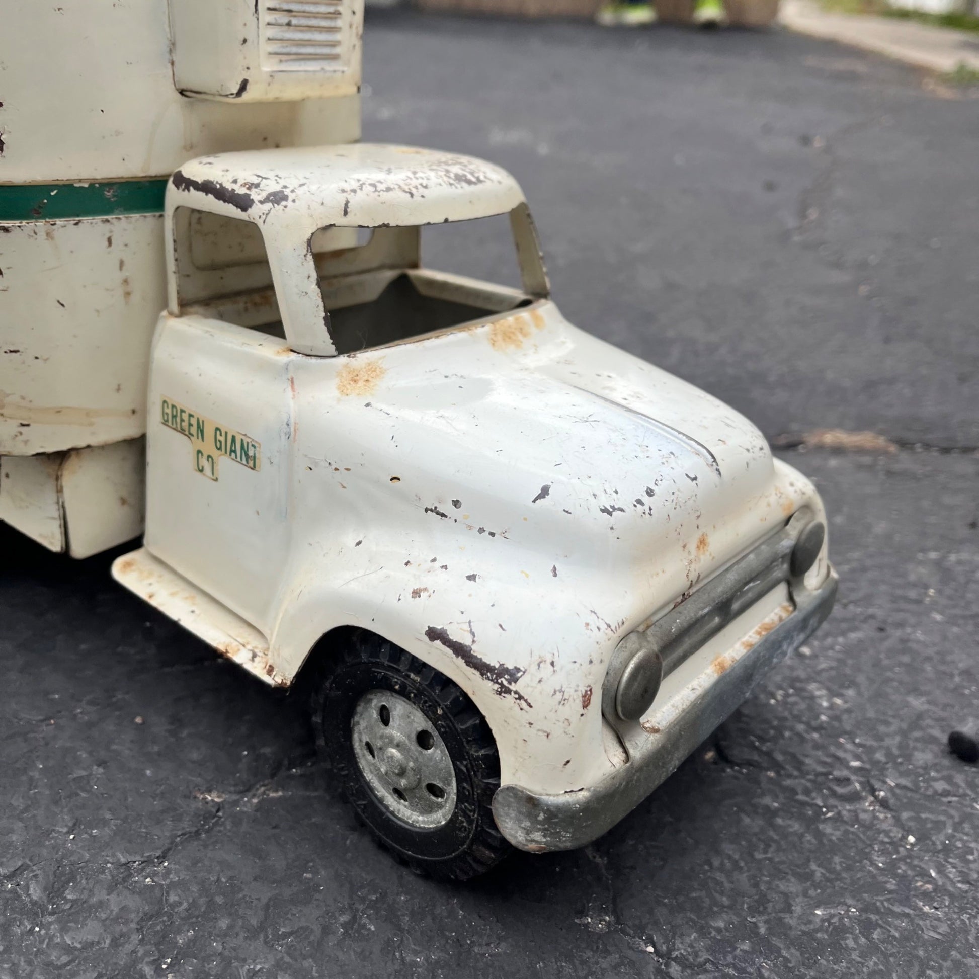 Vintage Tonka Green Giant Semi Truck Hauler Trailer Pressed Steel Toy