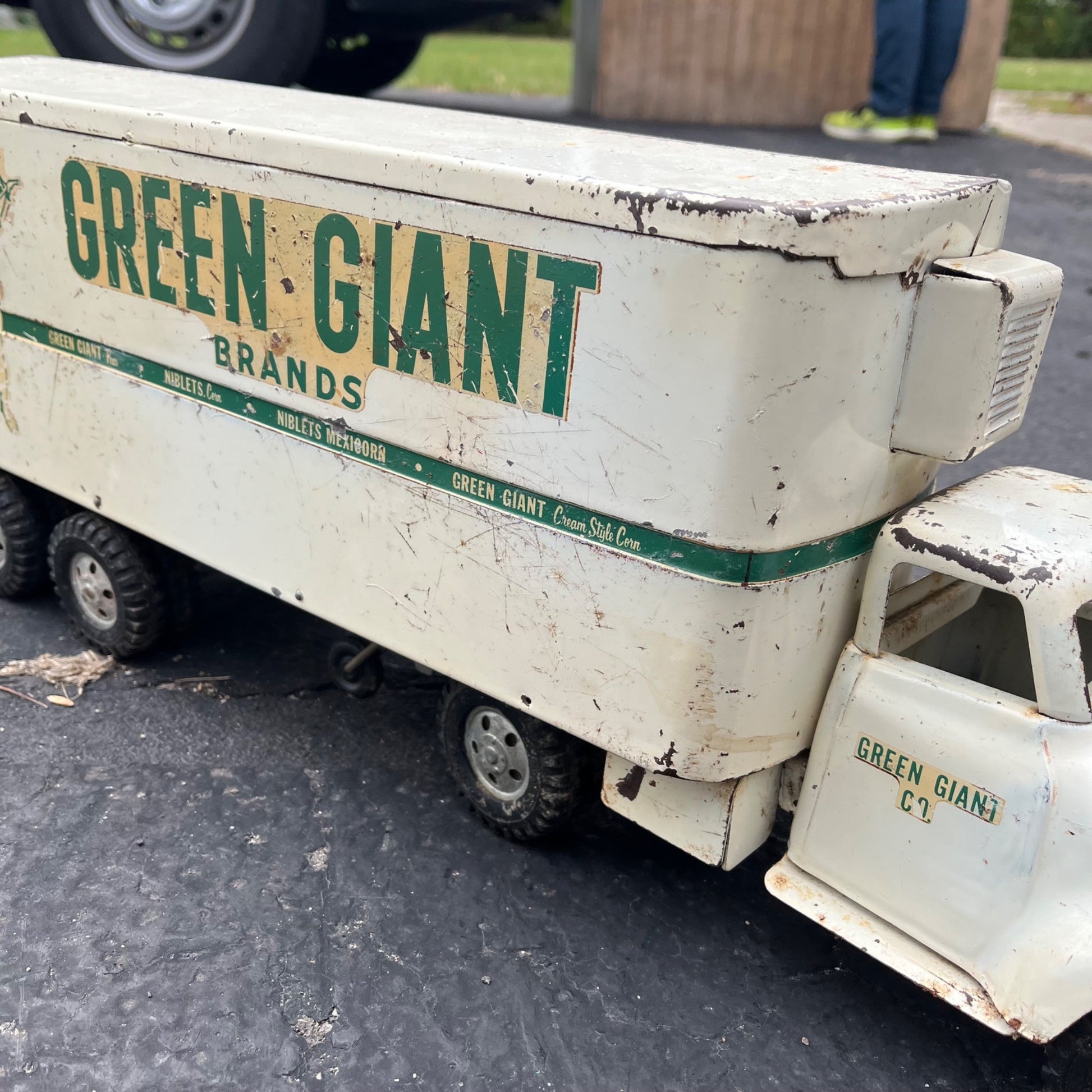 Vintage Tonka Green Giant Semi Truck Hauler Trailer Pressed Steel Toy