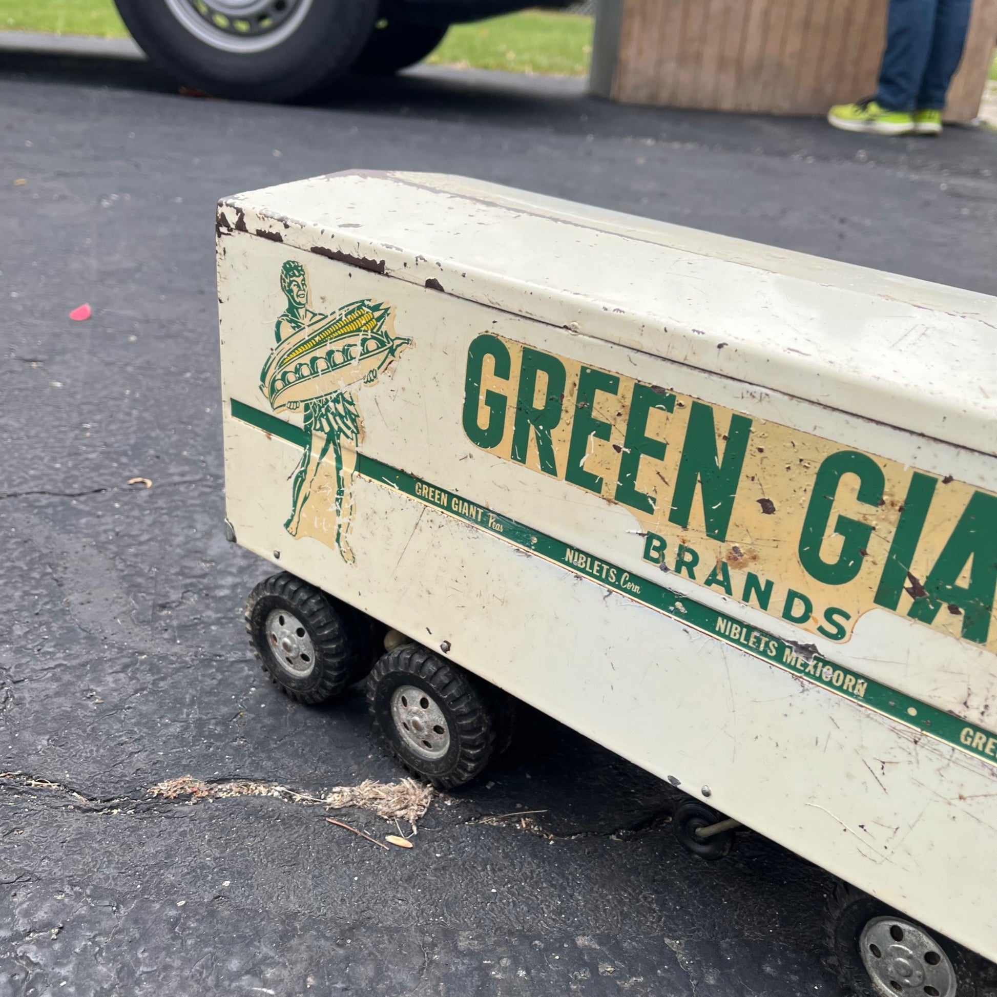 Vintage Tonka Green Giant Semi Truck Hauler Trailer Pressed Steel Toy