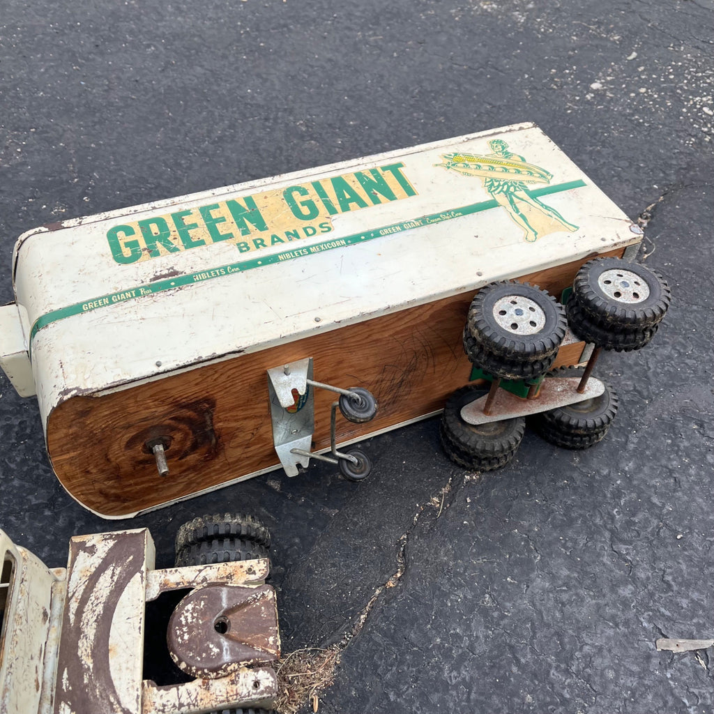 Vintage Tonka Green Giant Semi Truck Hauler Trailer Pressed Steel Toy