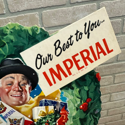 Vintage 1960s Imperial Whiskey Cardstock Litho Bottle Neck Advertising Sign Wreath