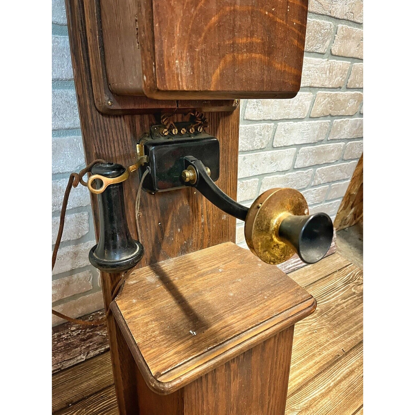 ANTIQUE VINTAGE STROMBERG-CARLSON OAK WOOD DOUBLE BOX HOTEL WALL CRANK TELEPHONE