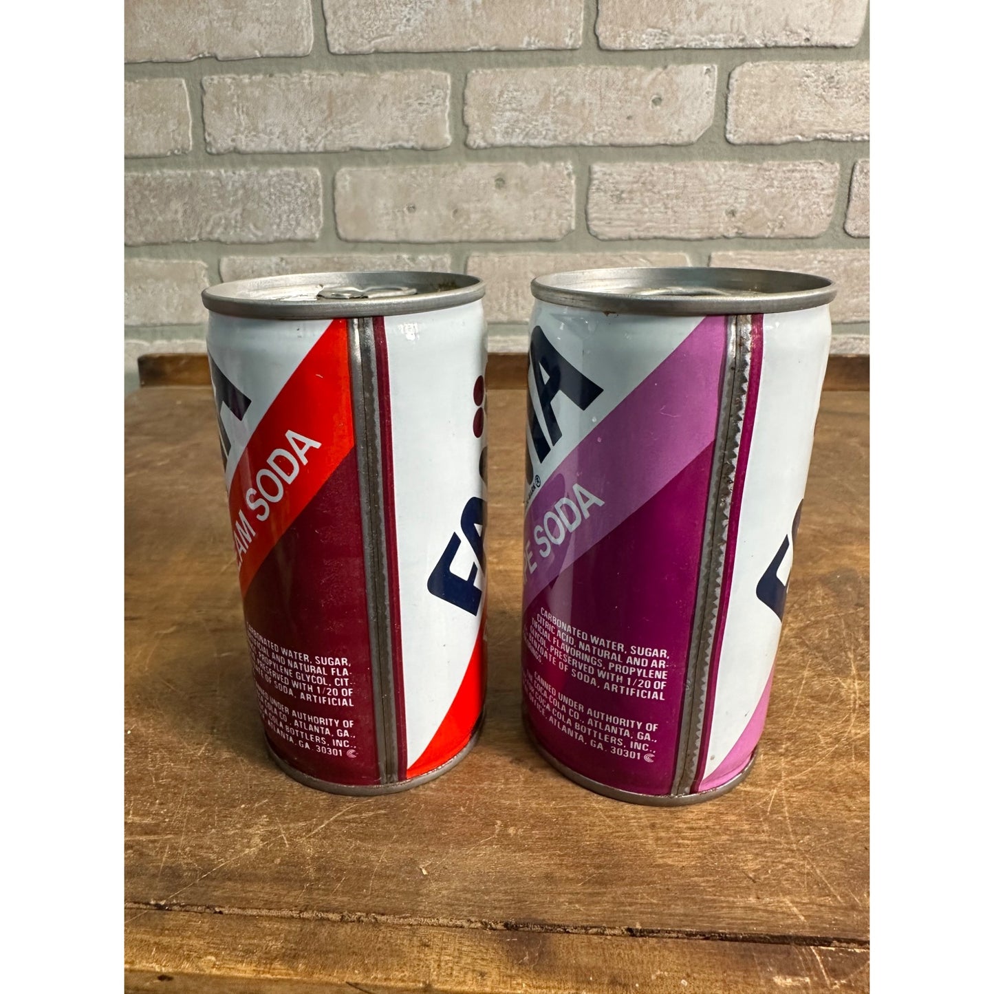 Vintage FANTA Soda Pop Cans (2) Grape + Red Cream Steel Pull Tab Flat Top