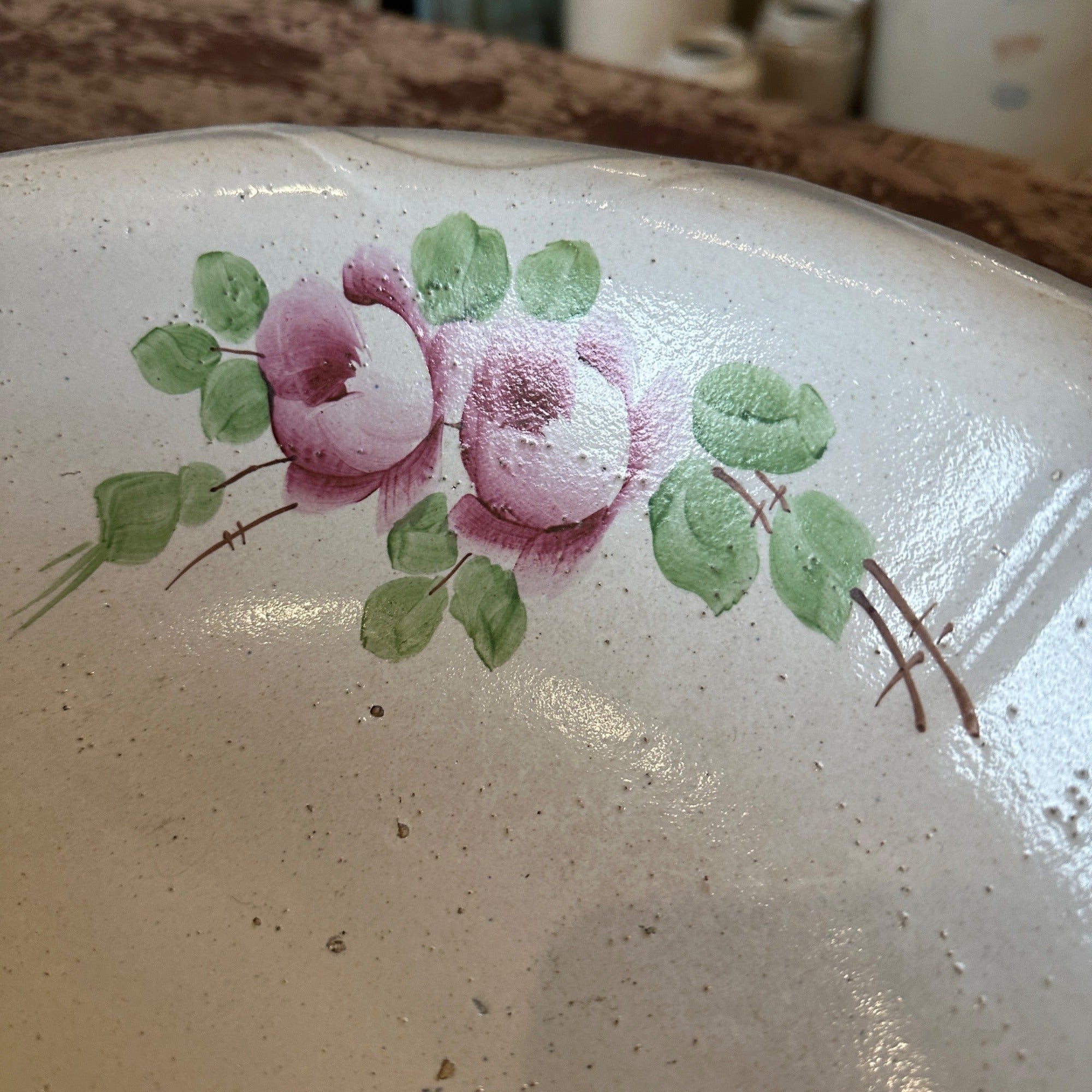 Antique Blue Bowtie Pattern Stoneware Bowl Wash Basin
