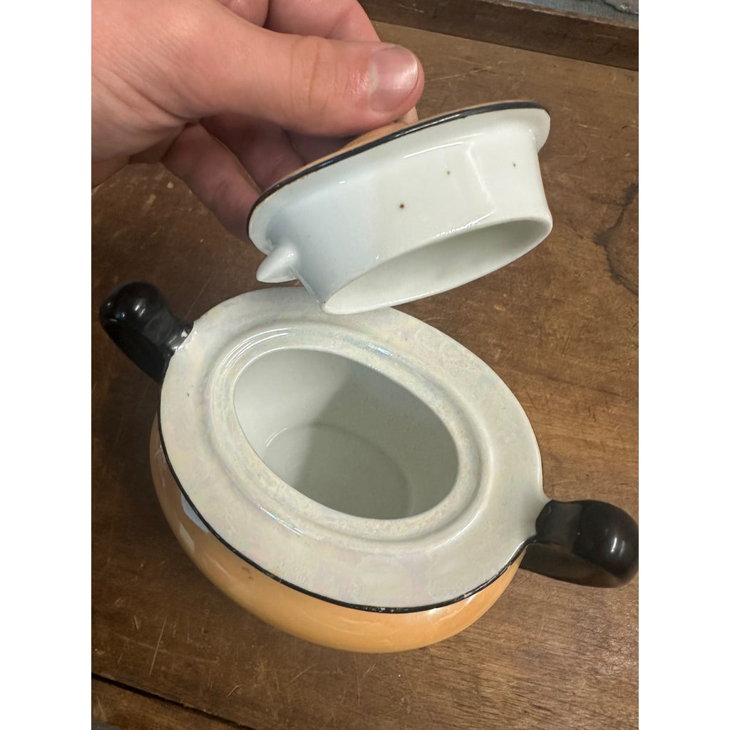 Vintage 1930s Phoenix China Creamer & Sugar Bowl Set Peach Lusterware