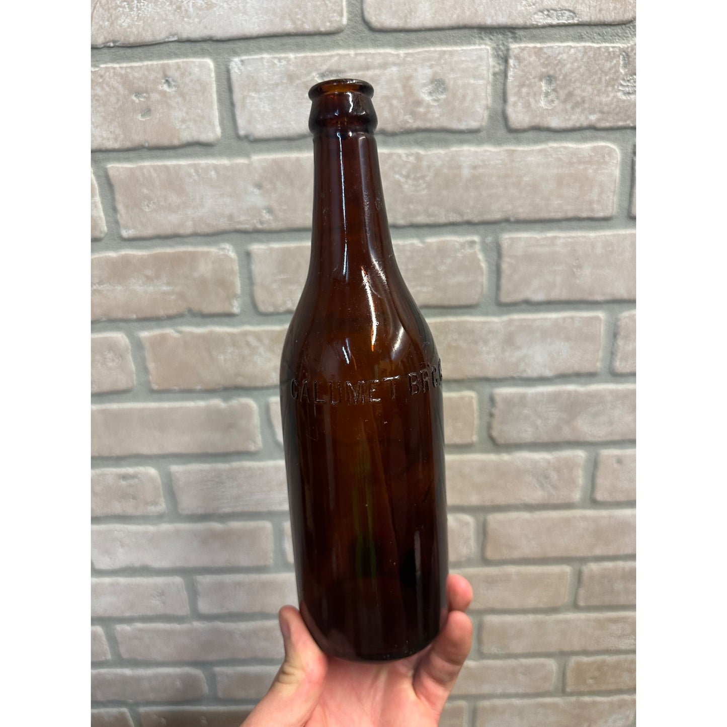 VTG Calumet Brewing Co. Chilton Wis EMPTY Amber Beer Bottle 15oz