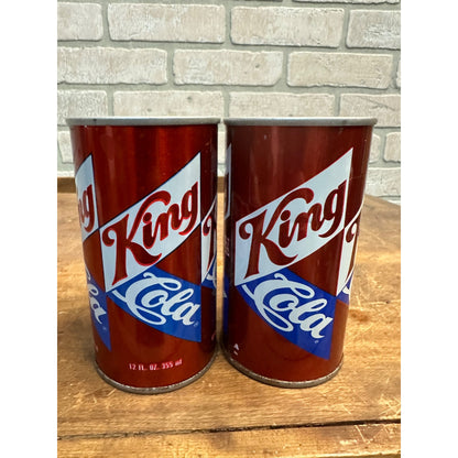 Vintage King Cola Lot (2) Straight Flat Top Steel Pull Tab Soda Cans Cleveland