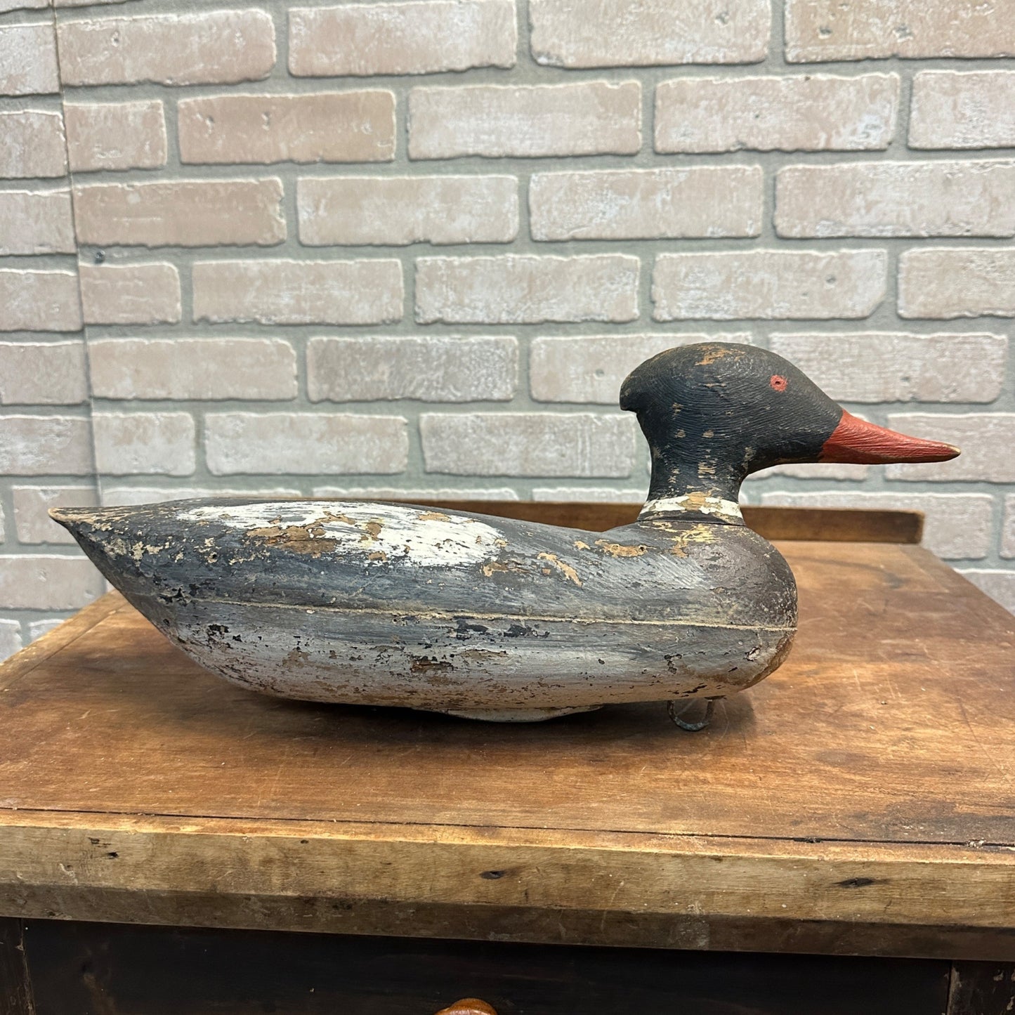 Antique Wooden Duck Decoy Merganzer Drake Male Hunting