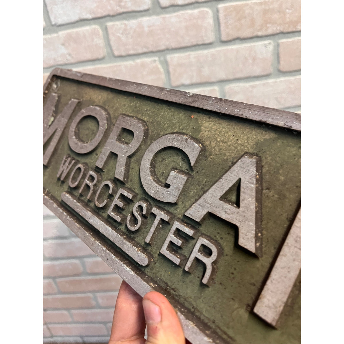 Vintage Morgan Construction Co. Machinery Aluminum Advertising Sign Worcester