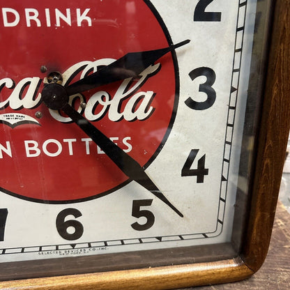 Vintage 1930s Coca Cola Advertising Wall Clock Selectoclock Wooden Art Deco