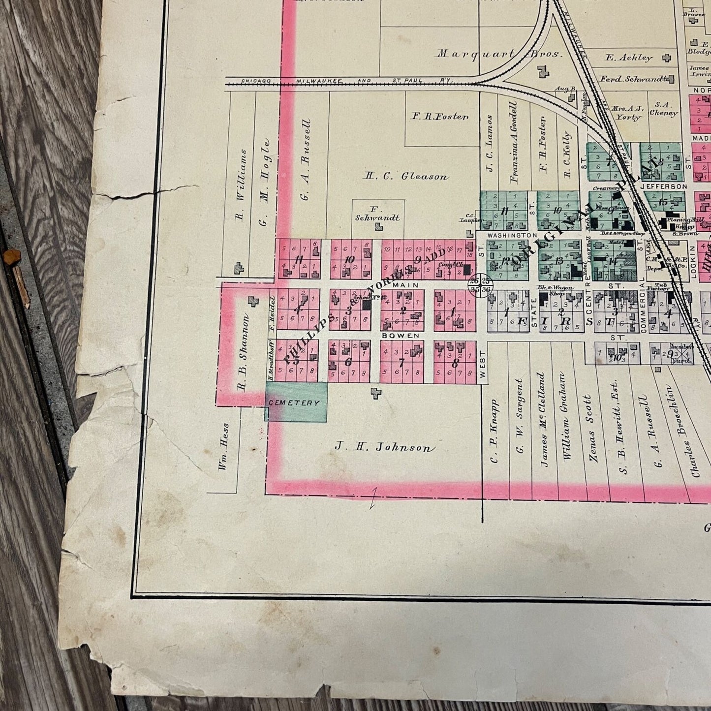 Antique 1893 Metomen Brandon Wisconsin Wis Plat Map Township